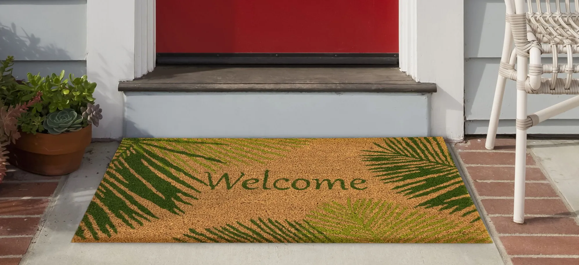 Liora Manne Natura Palm Border Outdoor Mat in Green by Trans-Ocean Import Co Inc