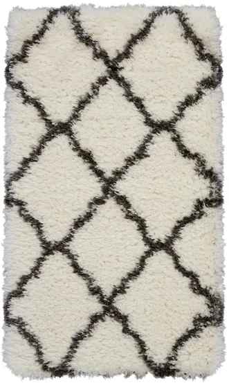 Ultra Plush Shag Area Rug in Ivory/Charcoal by Nourison