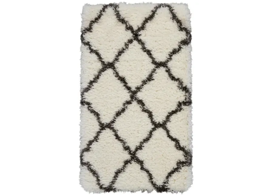 Ultra Plush Shag Area Rug in Ivory/Charcoal by Nourison