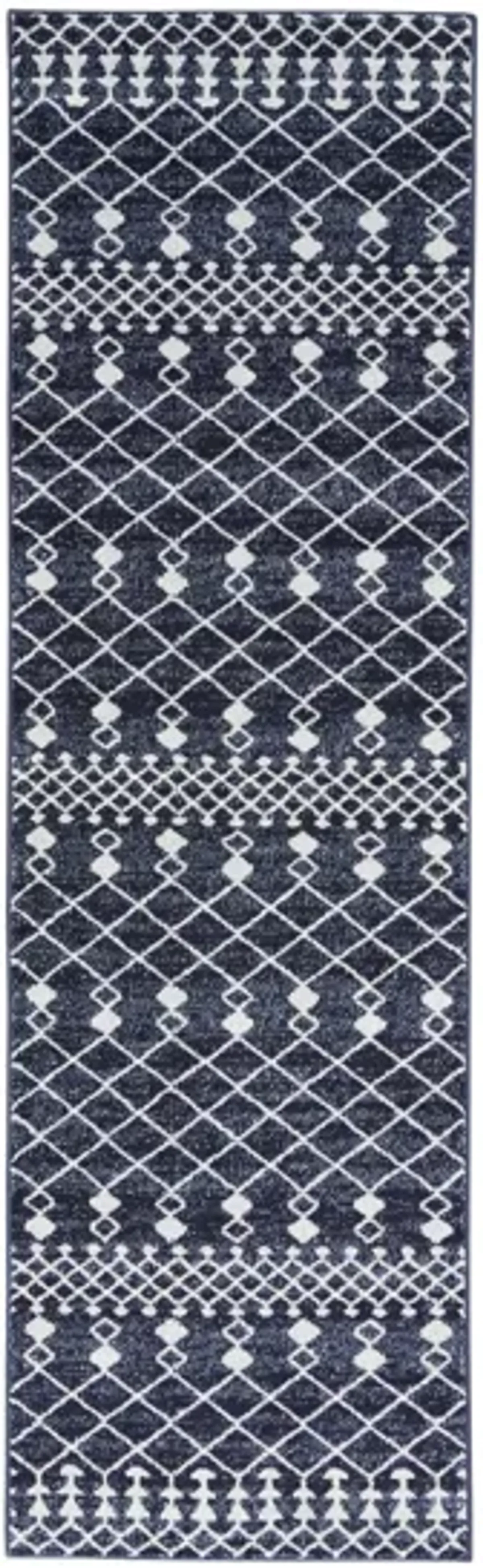 Chatham Runner Rug in Navy Grey by Nourison