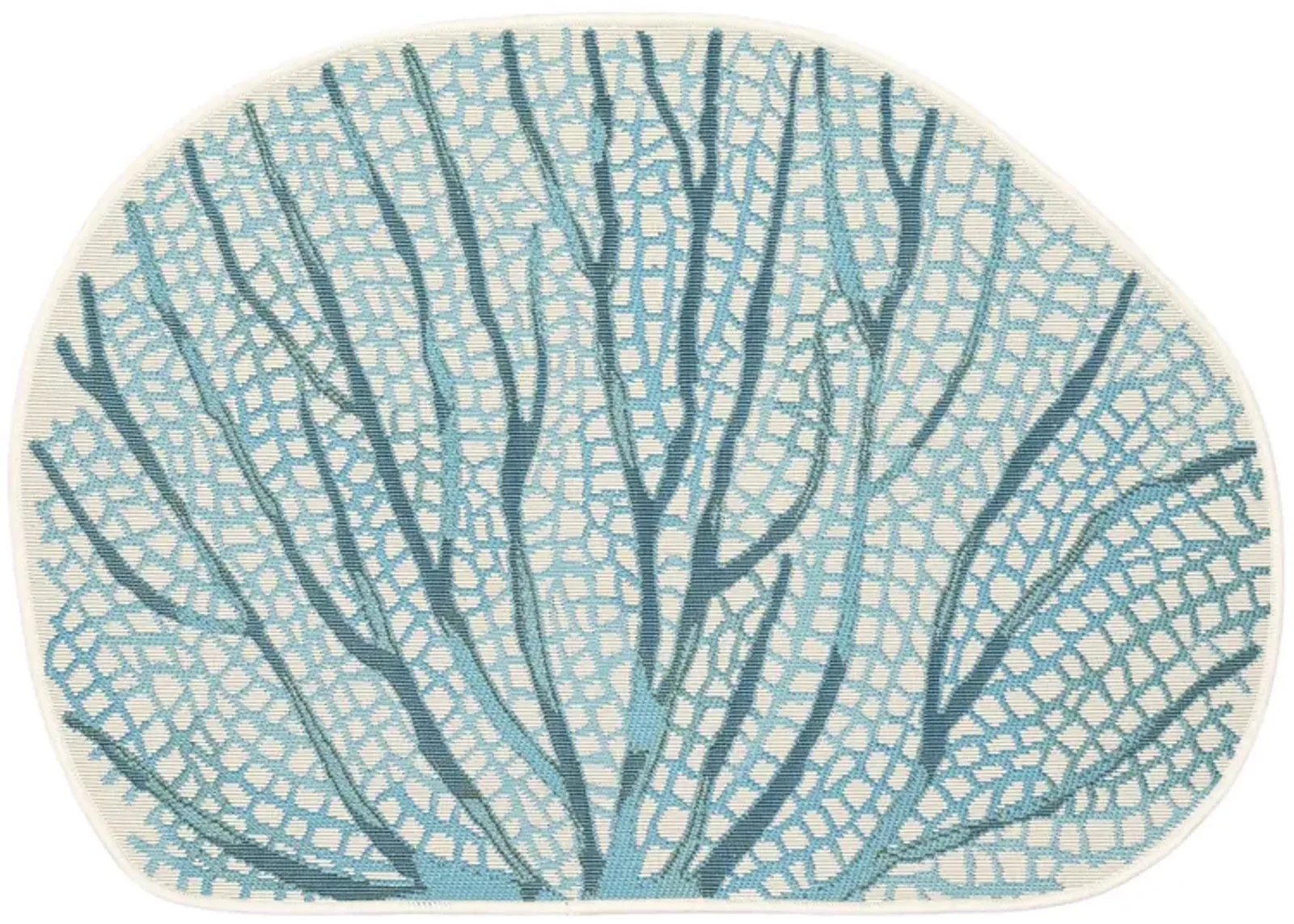 Esencia Coral Fan Mat in Aqua by Trans-Ocean Import Co Inc