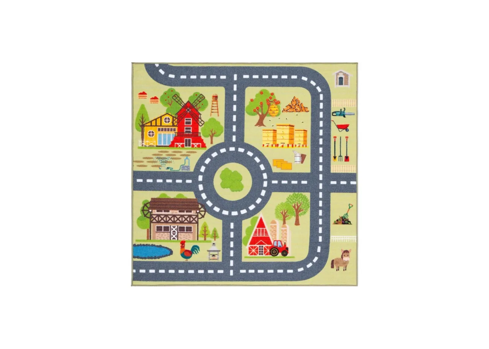 Masonville Kids' Playhouse Rug in Green/Dark Gray by Safavieh