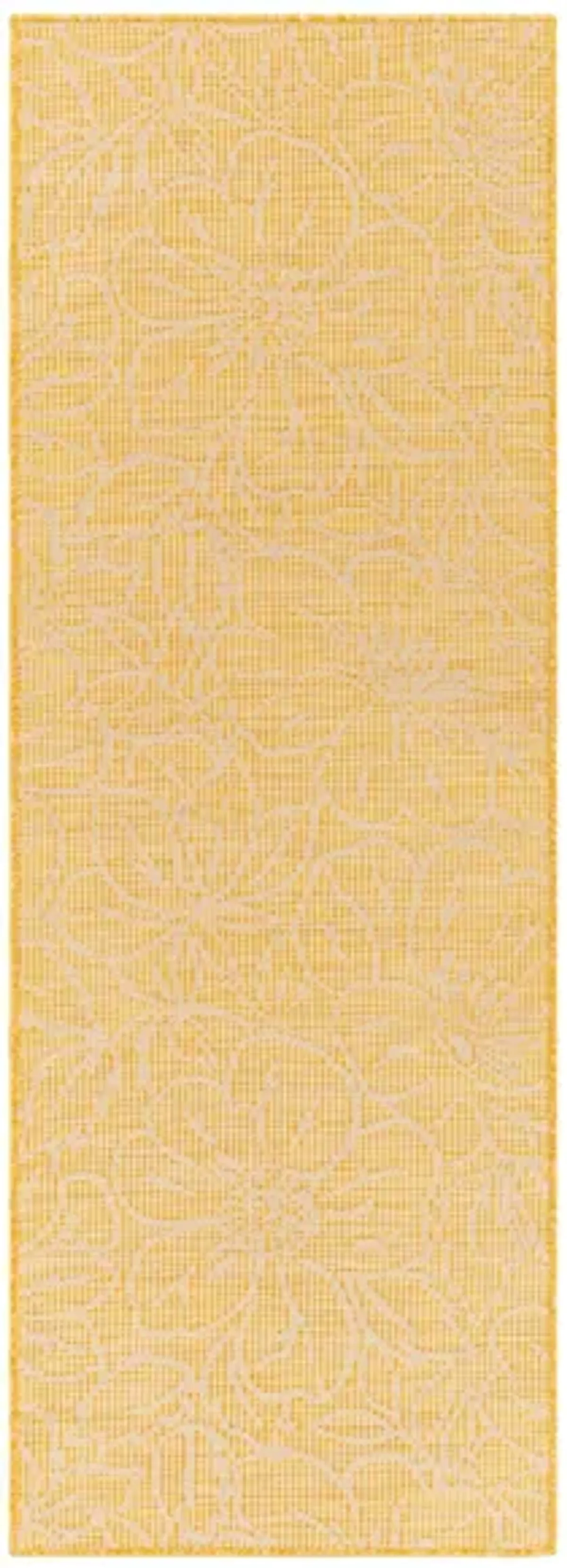 Pasadena Floral Indoor/Outdoor Runner Rug in Yellow by Surya