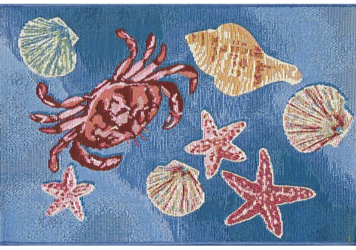 Esencia Shell We Dance Mat in Aqua by Trans-Ocean Import Co Inc