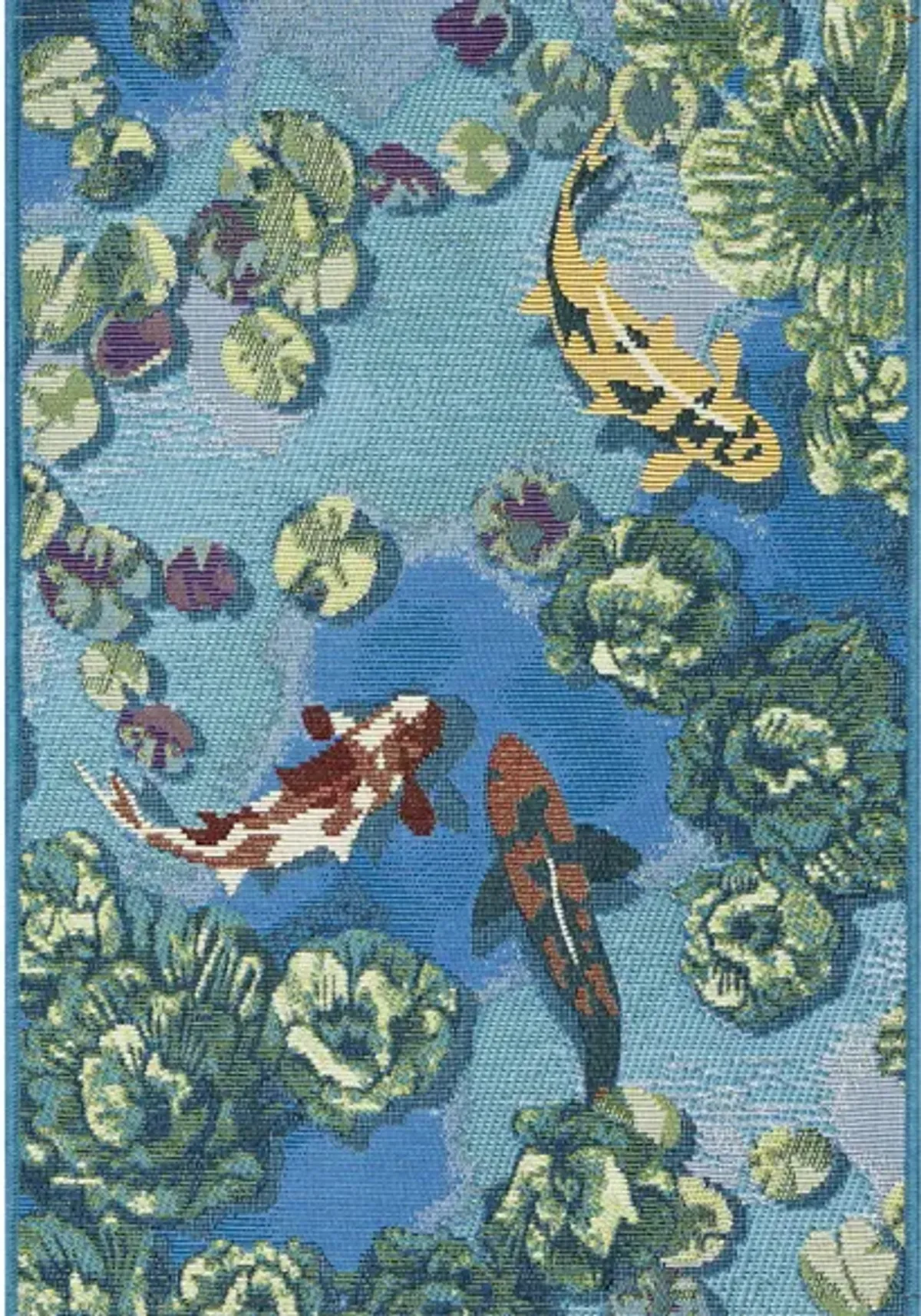 Esencia Koi Pond Mat in Aqua by Trans-Ocean Import Co Inc