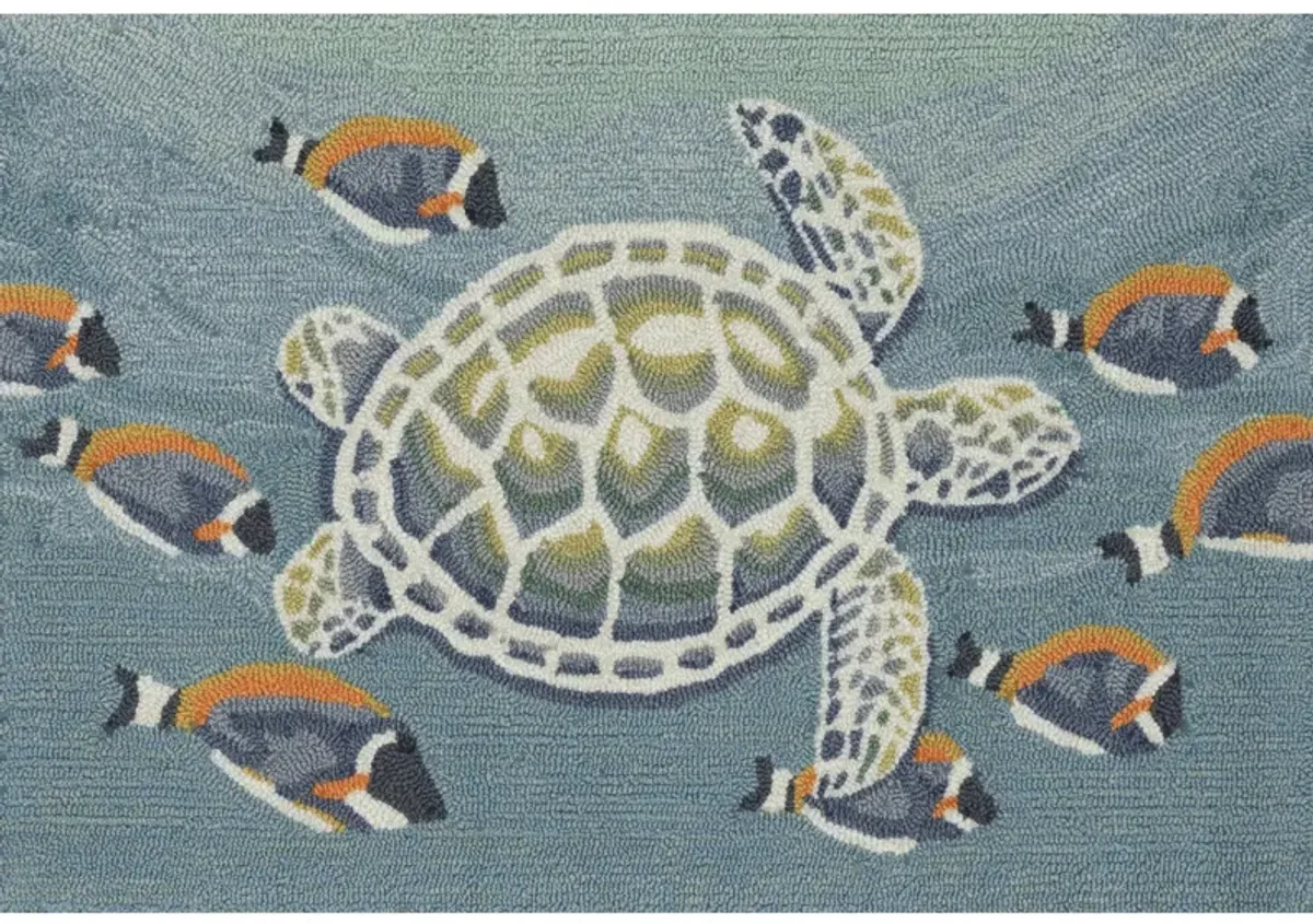 Frontporch Turtle And Fish Rug in Ocean by Trans-Ocean Import Co Inc