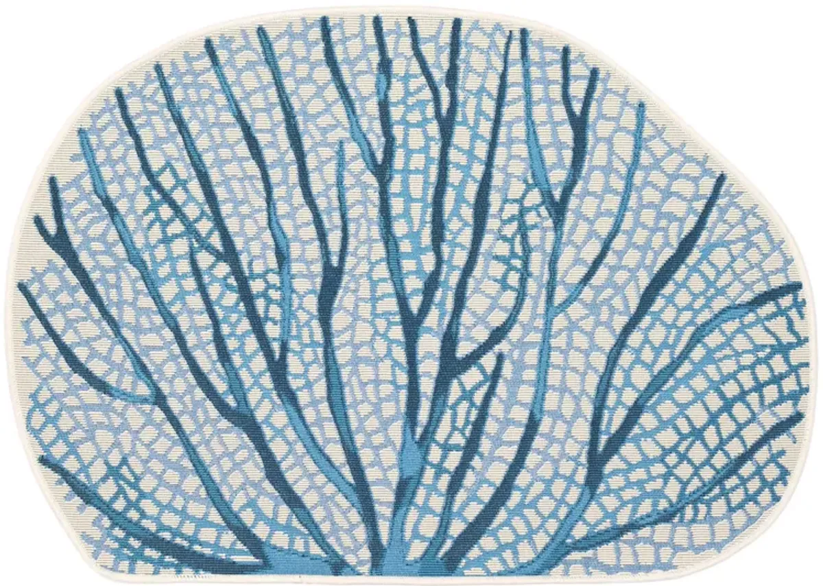 Esencia Coral Fan Mat in Navy by Trans-Ocean Import Co Inc