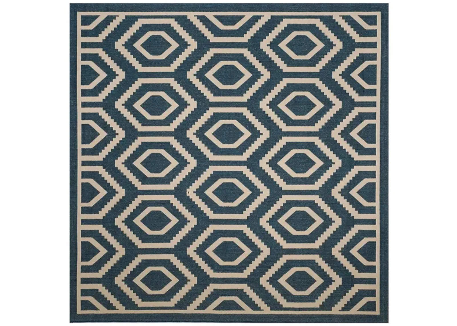 Courtyard Diamonds Indoor/Outdoor Area Rug in Navy & Beige by Safavieh