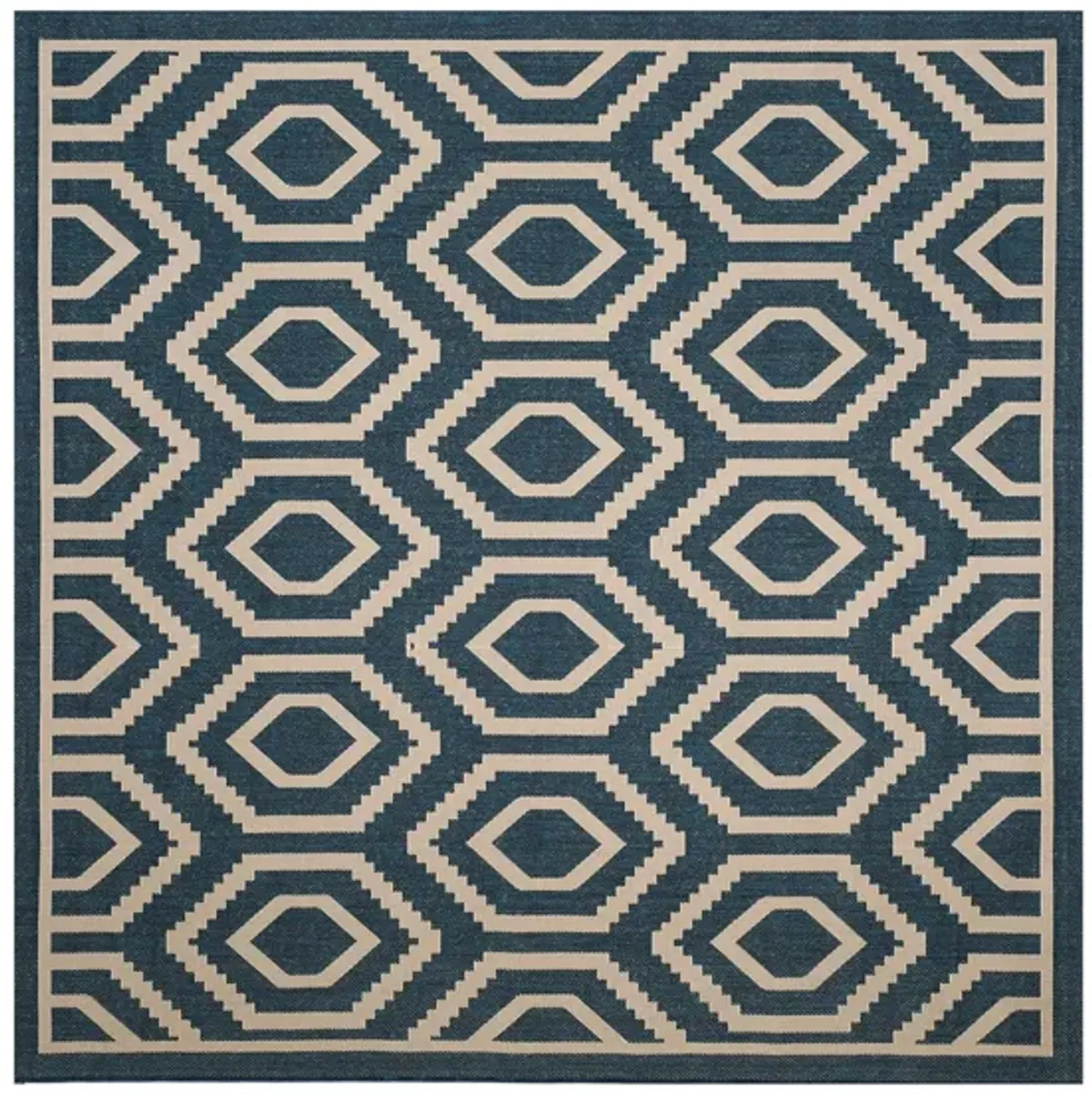 Courtyard Diamonds Indoor/Outdoor Area Rug in Navy & Beige by Safavieh