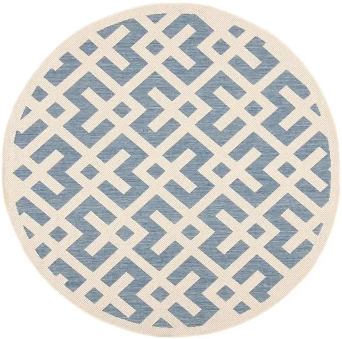 Courtyard Crossing Indoor/Outdoor Area Rug Round in Blue & Bone by Safavieh