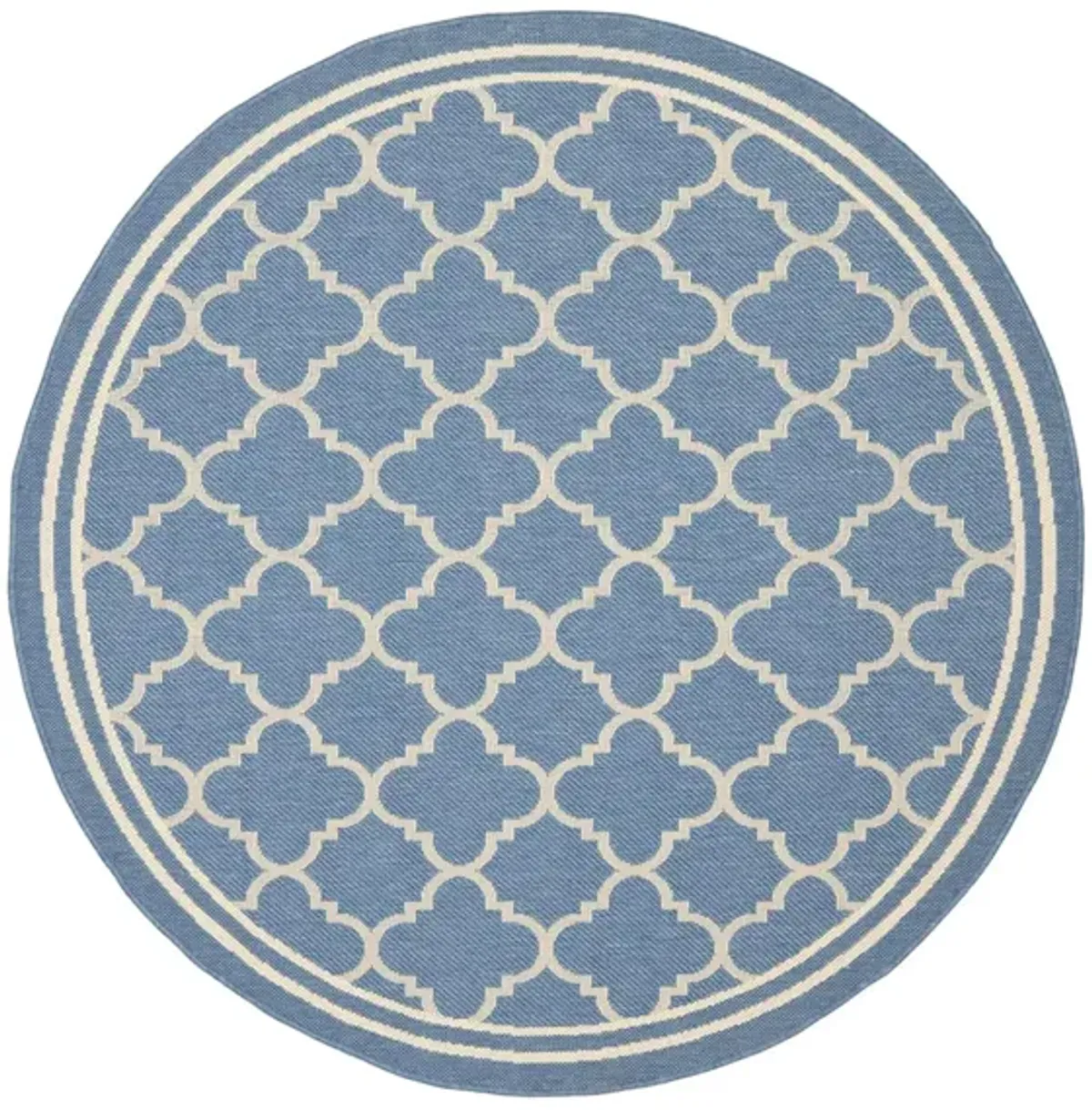 Courtyard Pathway Indoor/Outdoor Area Rug Round in Blue & Beige by Safavieh