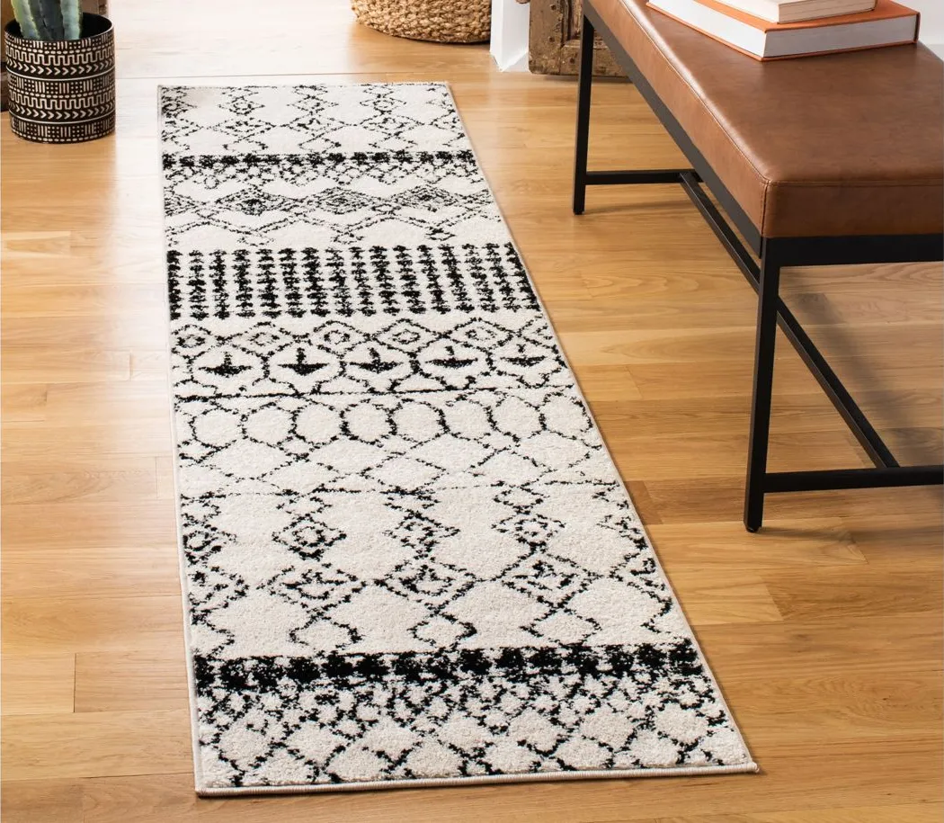 Tulum Runner Rug in Ivory/Black by Safavieh