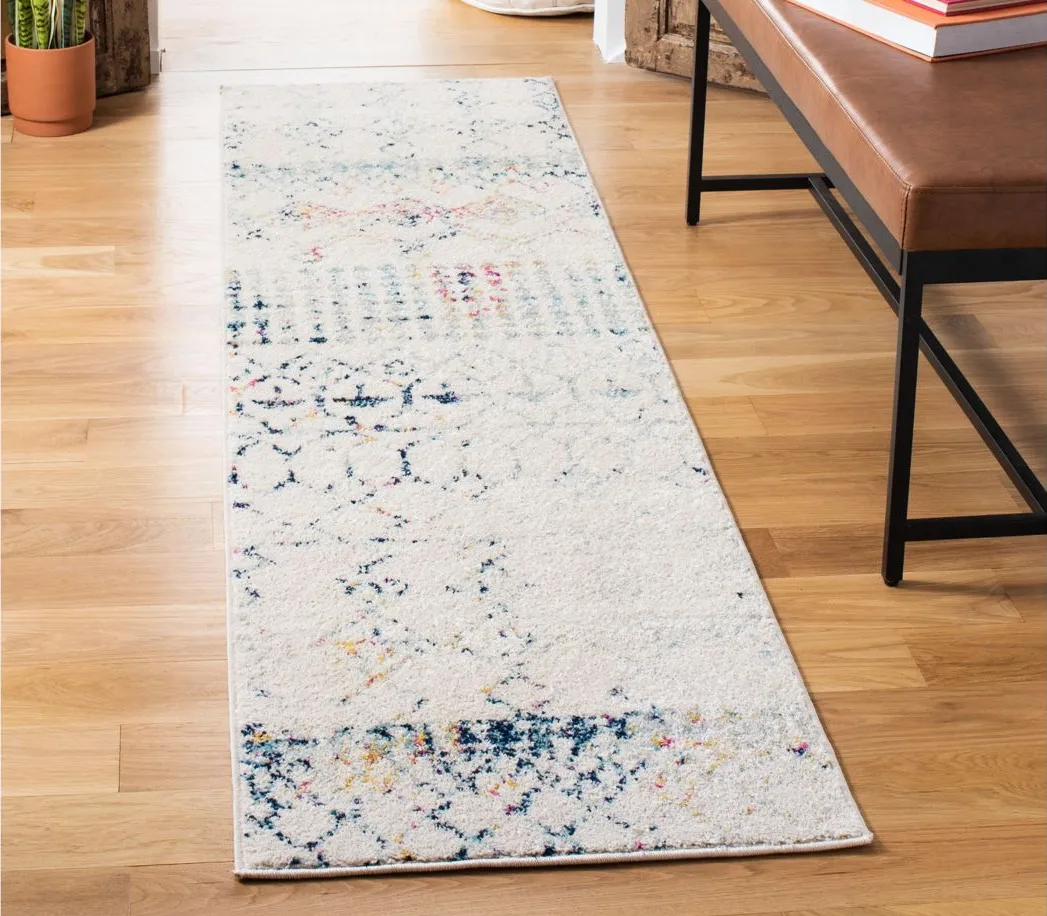 Tulum Runner Rug in Ivory/Blue by Safavieh