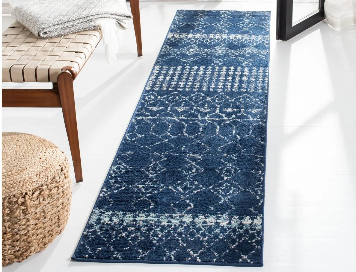 Tulum Runner Rug in Navy/Ivory by Safavieh