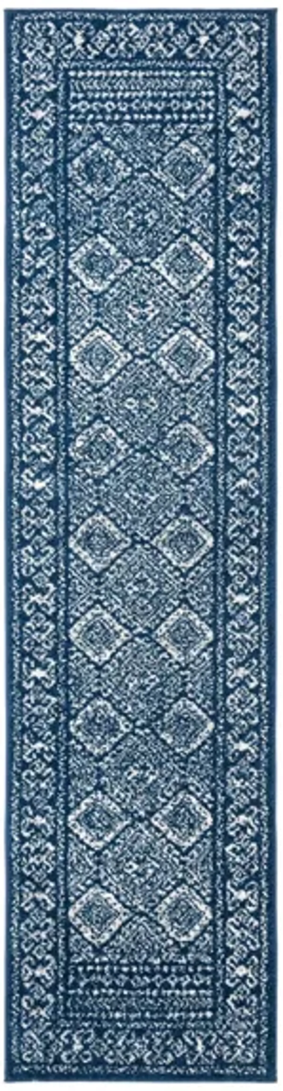 Tulum Runner Rug in Navy/Ivory by Safavieh