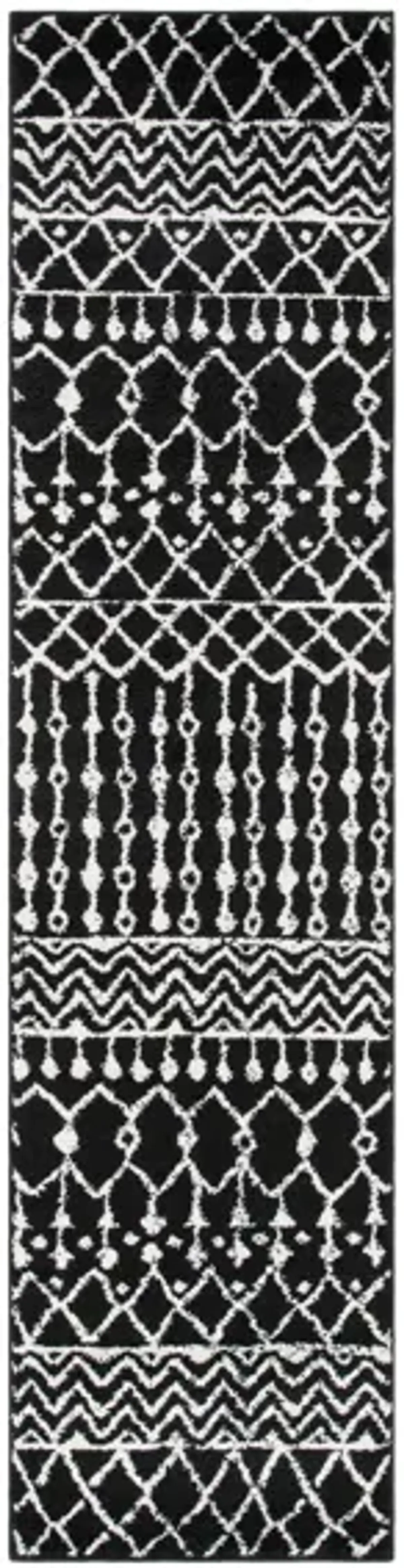 Tulum Runner Rug in Black/Ivory by Safavieh