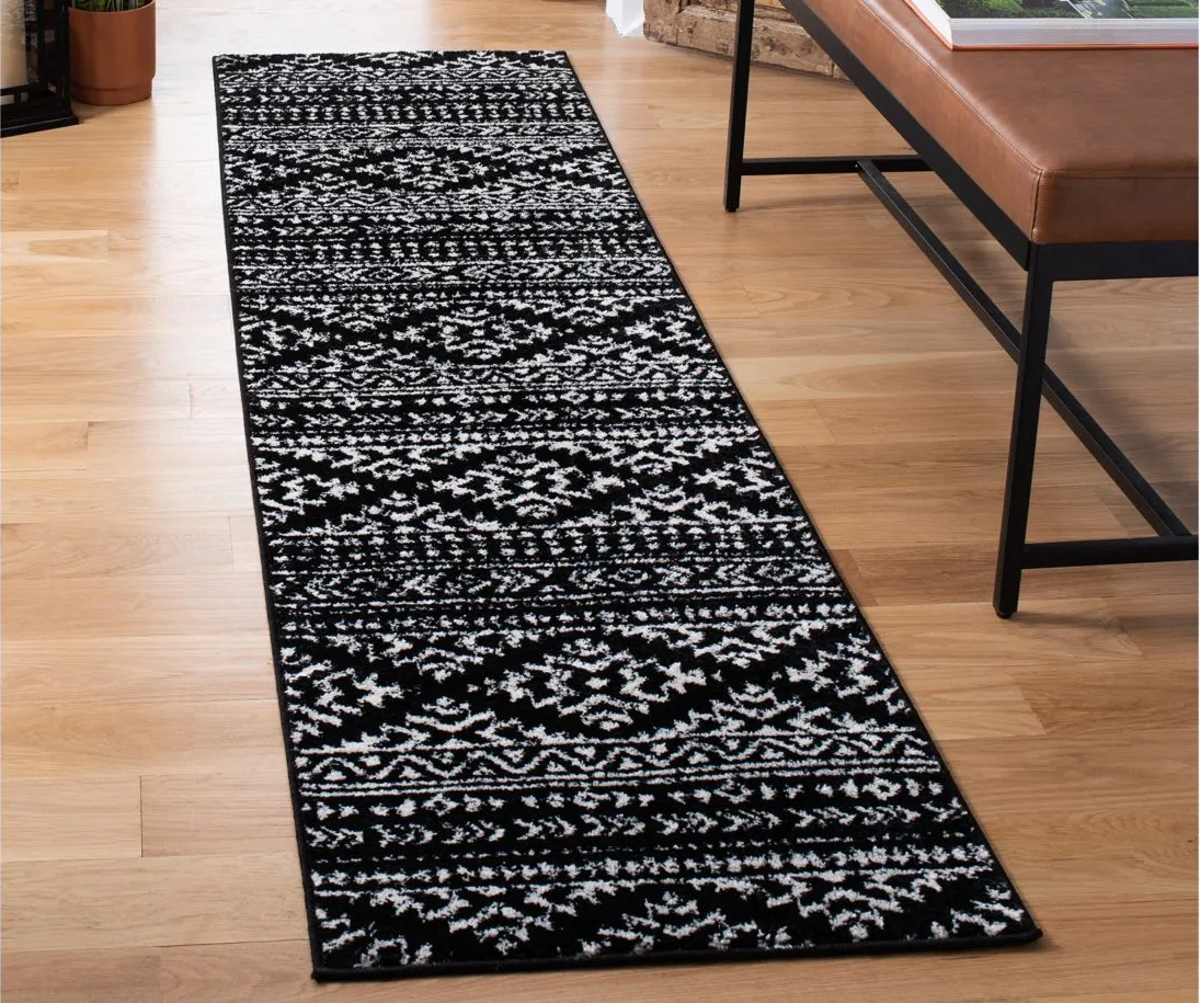 Tulum Runner Rug in Black/Ivory by Safavieh