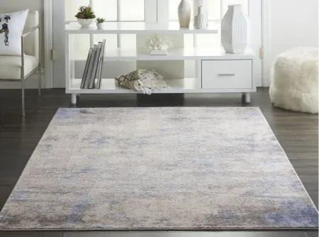 Silky Textures Area Rug in Blue/Ivory/Grey by Nourison