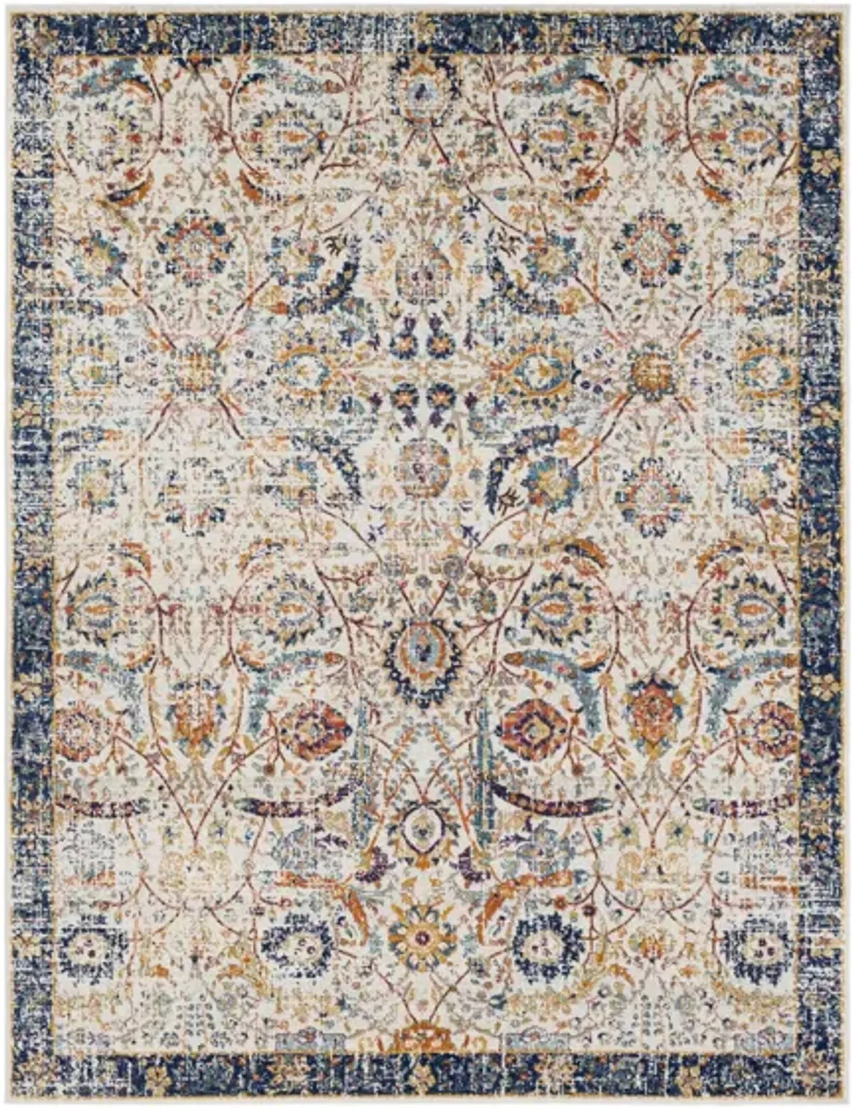 Harput Area Rug in Saffron, Gray, Teal Dark Blue, Burnt Orange, Beige by Surya