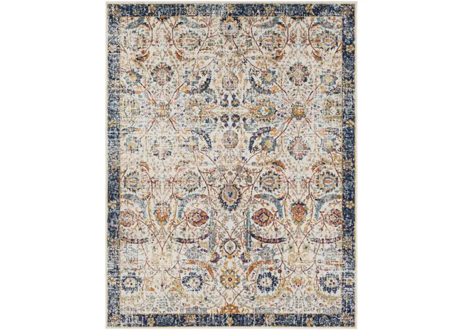 Harput Area Rug in Saffron, Gray, Teal Dark Blue, Burnt Orange, Beige by Surya