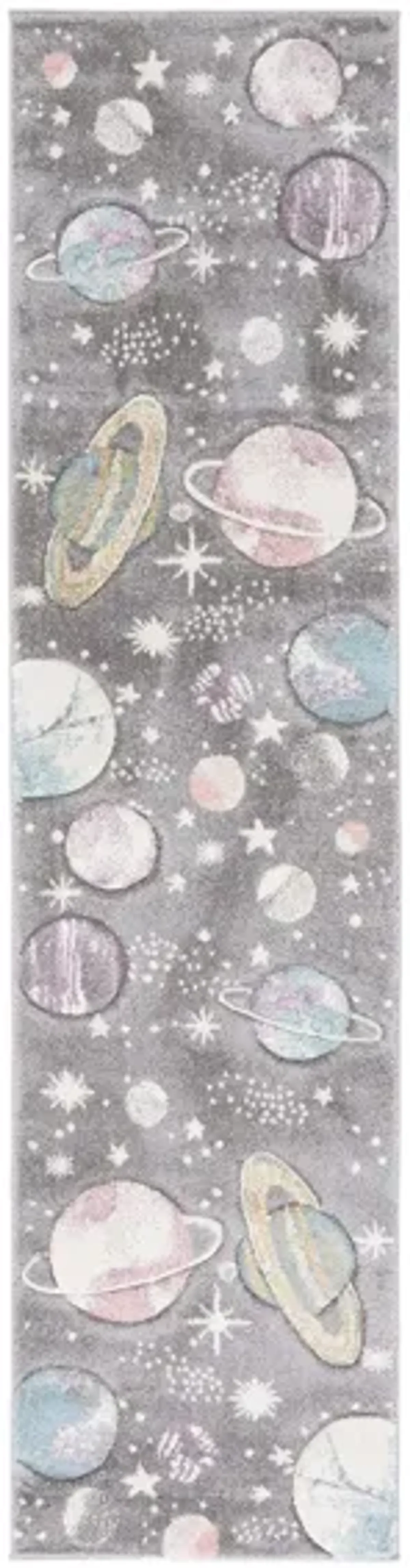 Carousel Planets Kids Runner Rug in Gray & Lavender by Safavieh