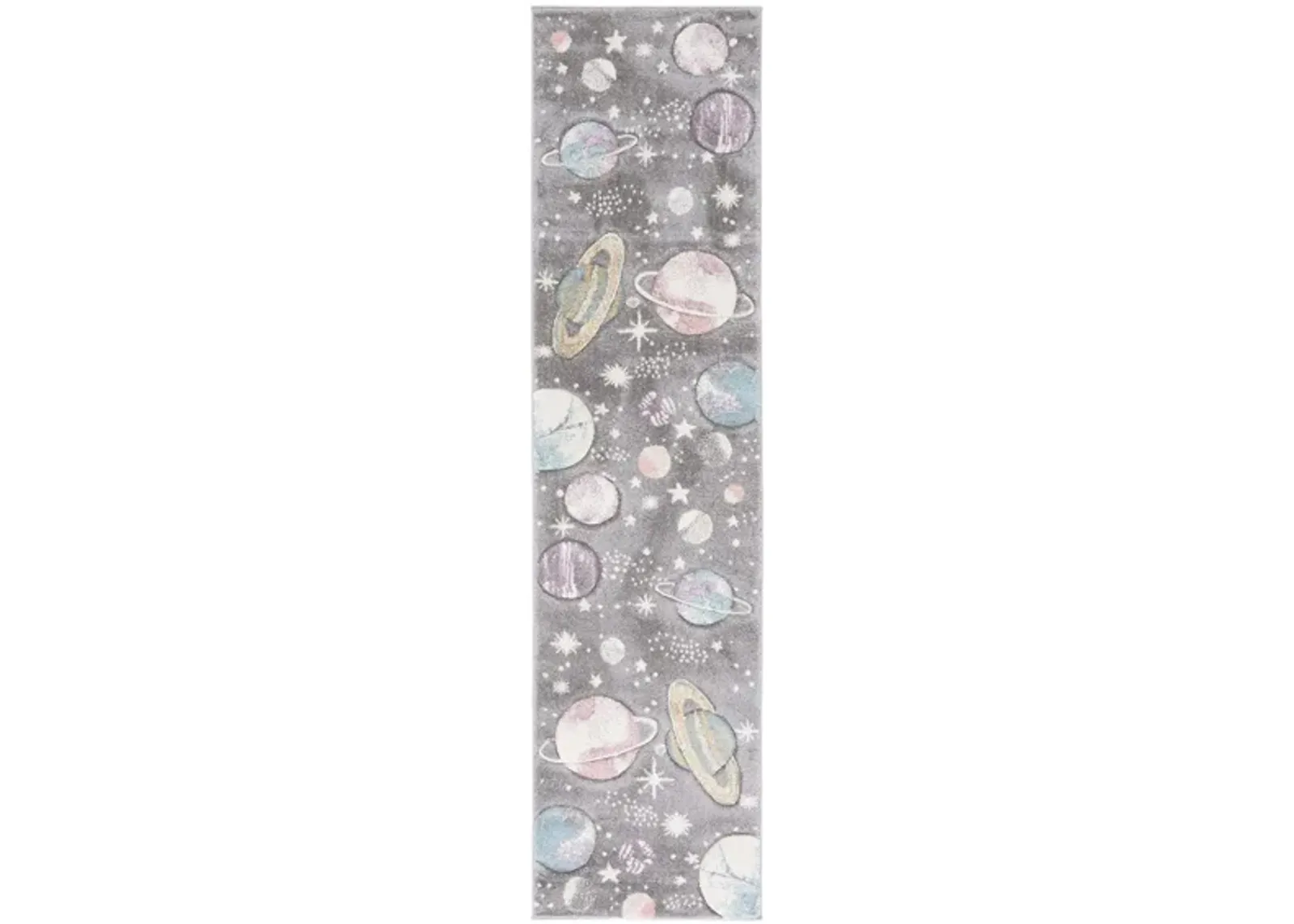 Carousel Planets Kids Runner Rug in Gray & Lavender by Safavieh