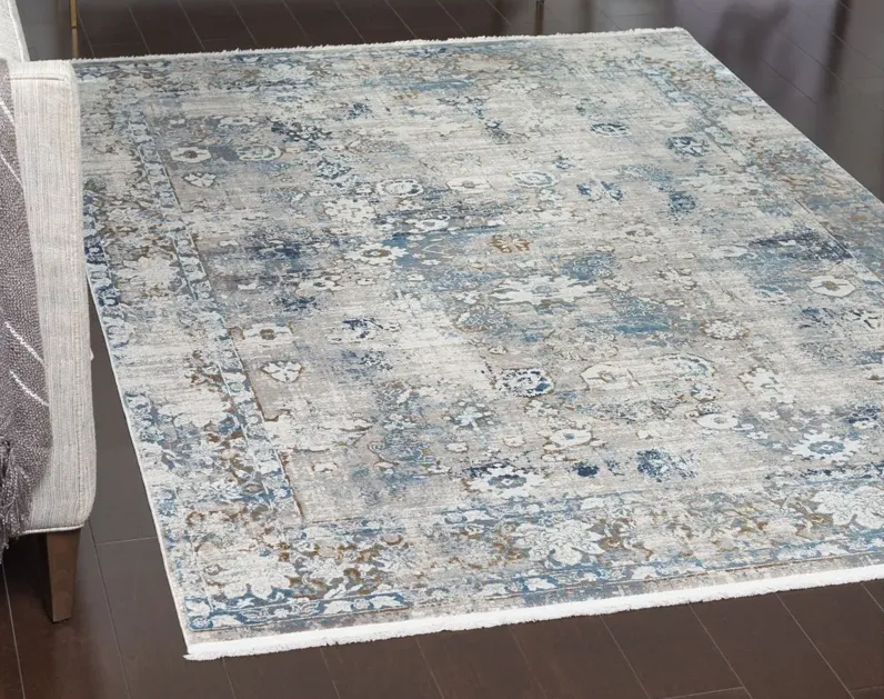 Solaris Sapphire Rug in Sky Blue, Dark Blue, Taupe, Medium Gray, Light Gray, White, Bright Yellow by Surya