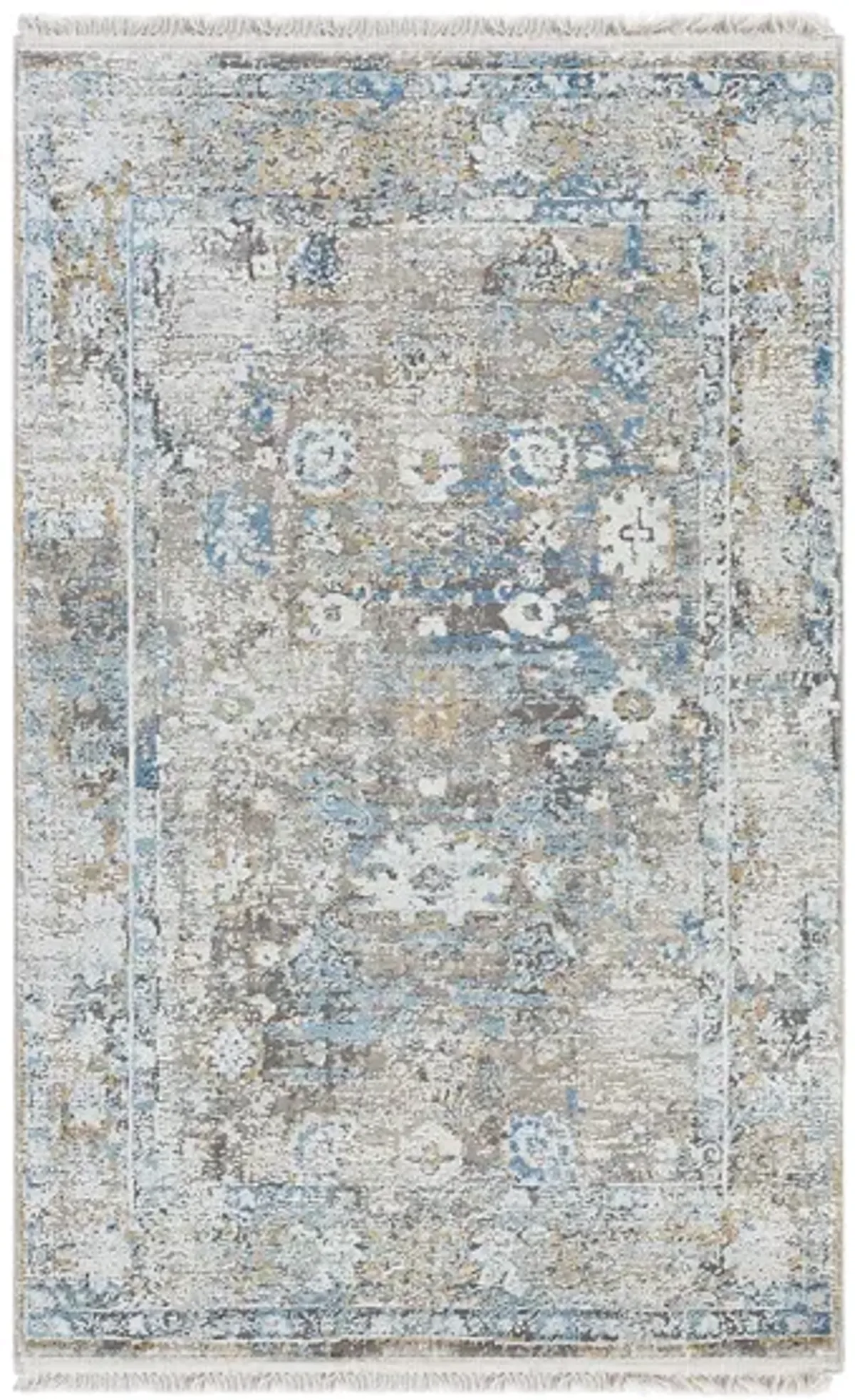 Solaris Sapphire Rug in Sky Blue, Dark Blue, Taupe, Medium Gray, Light Gray, White, Bright Yellow by Surya