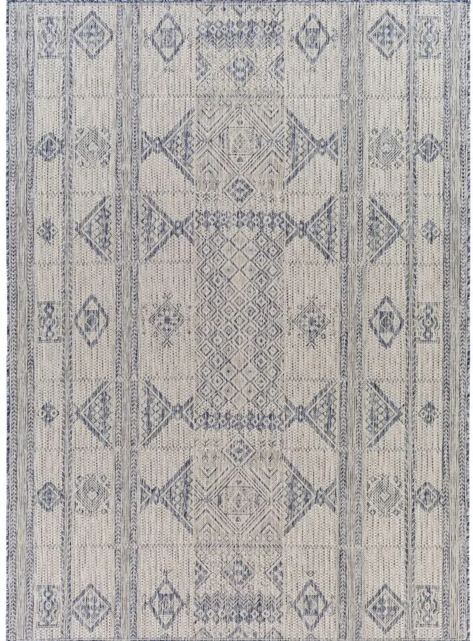Tuareg Area Rug in Tan, Pale Blue, Navy, Blue, Taupe, Off-White, Gray by Surya