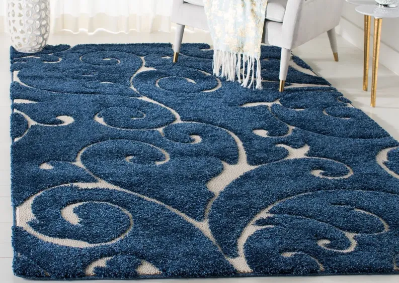 Florida Shag Area Rug in DarkBlue/Cream by Safavieh