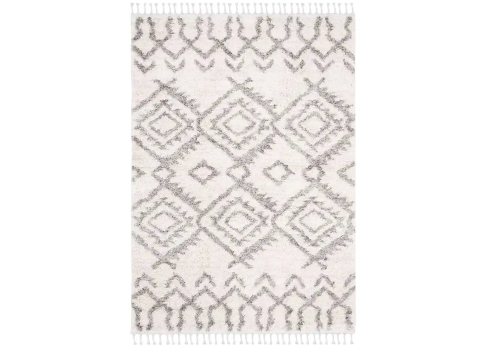 Berber Fringe Shag Area Rug in Cream/Grey by Safavieh