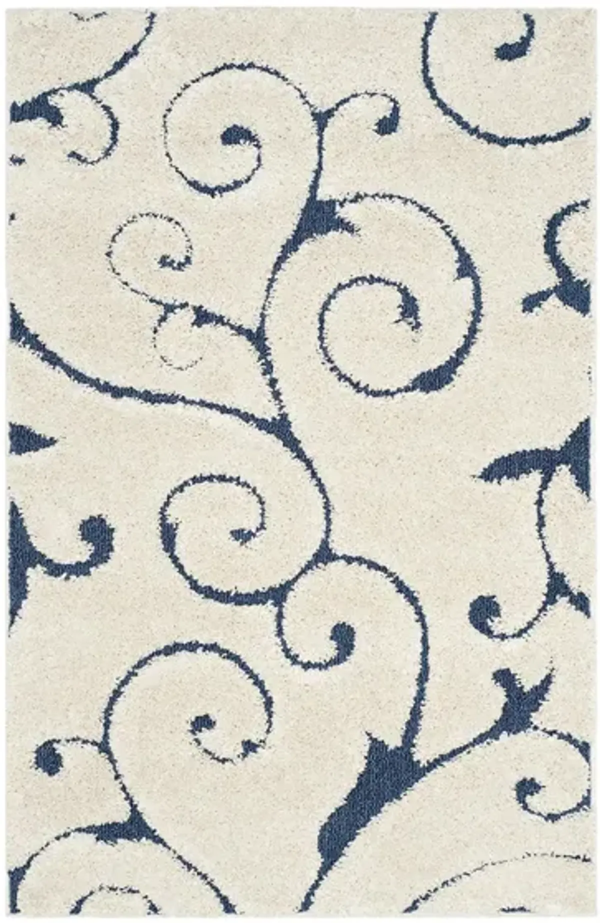 Florida Shag Area Rug in Cream/Blue by Safavieh