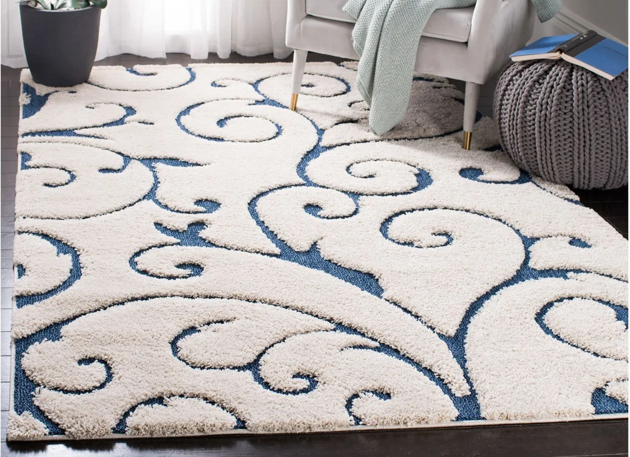 Florida Shag Area Rug in Cream/Blue by Safavieh