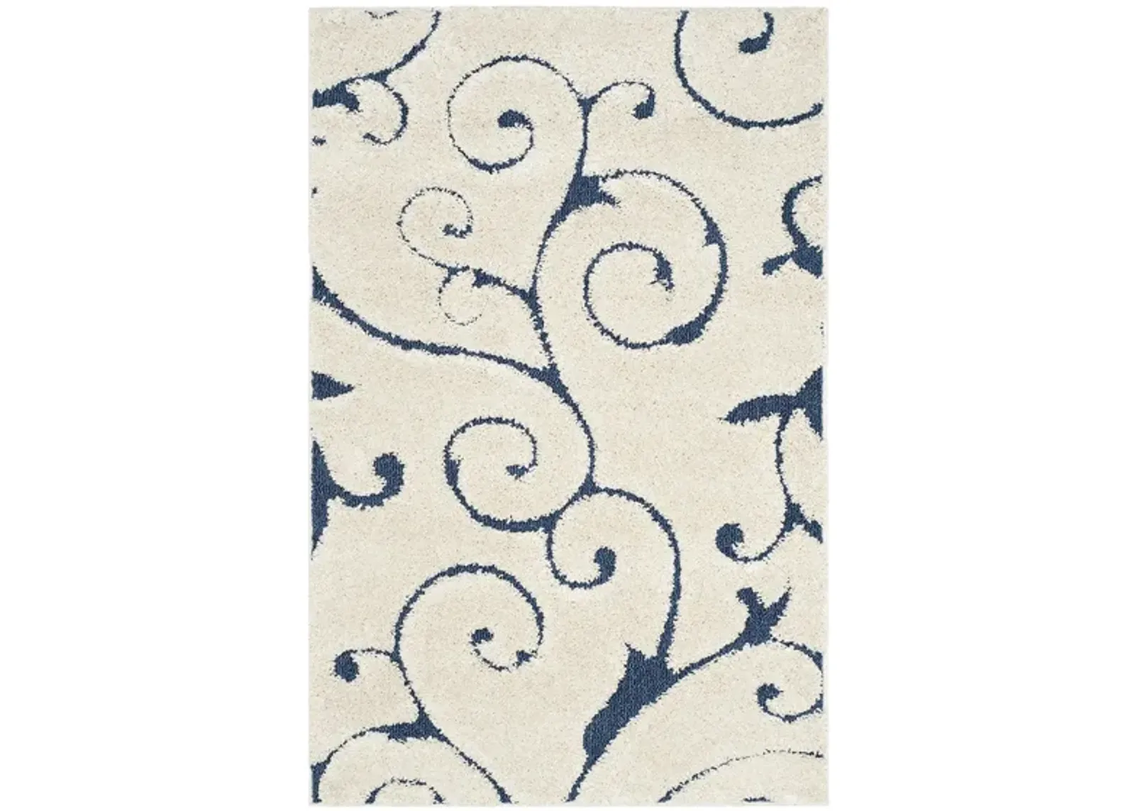 Florida Shag Area Rug in Cream/Blue by Safavieh