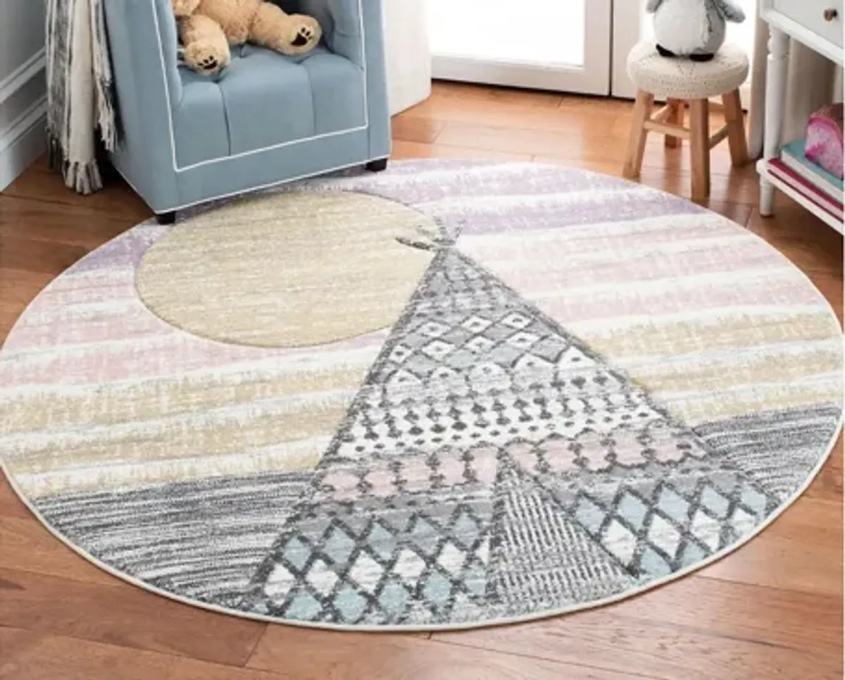 Carousel Tepee Kids Area Rug Round