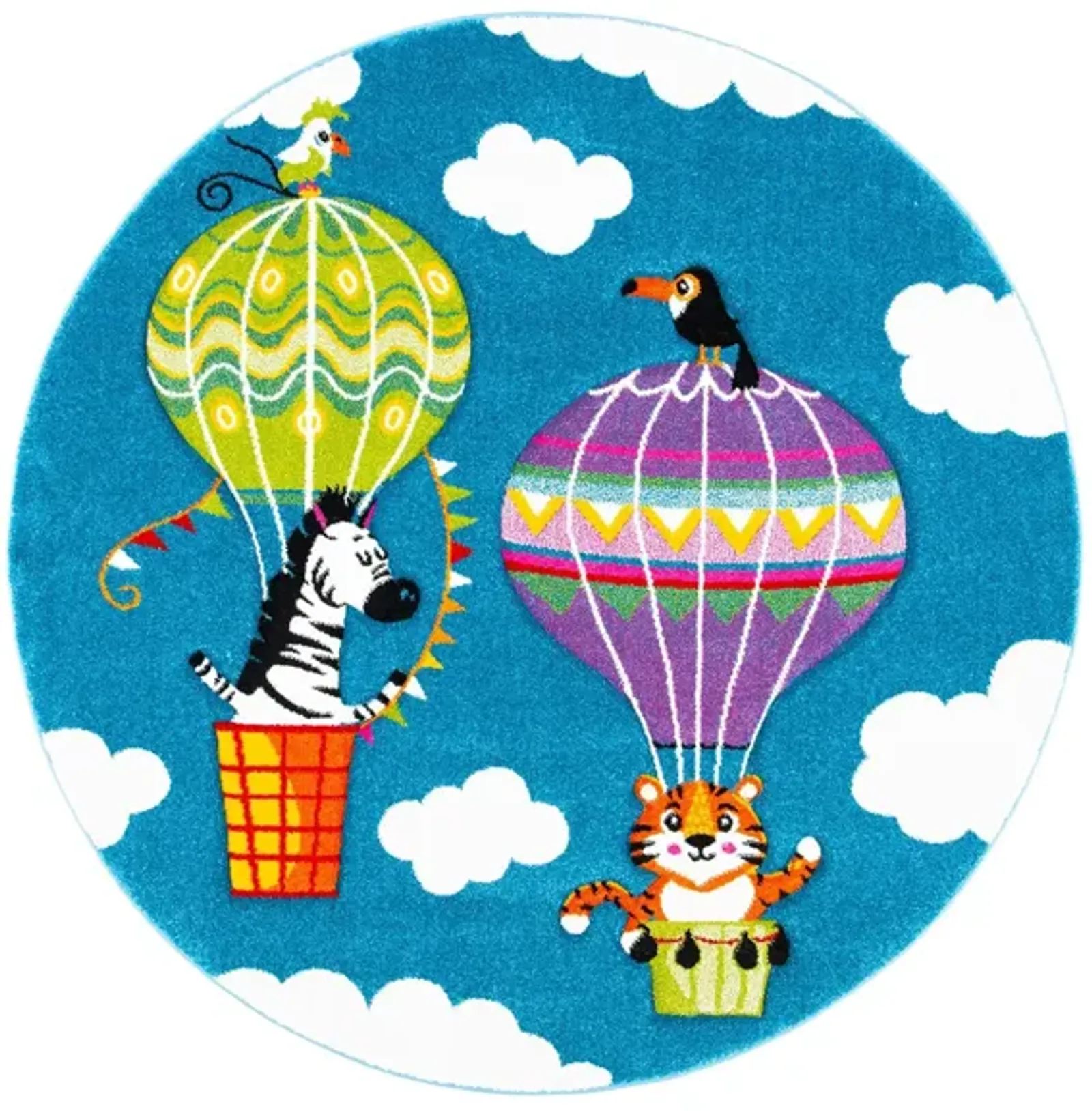 Carousel Balloons Kids Area Rug Round