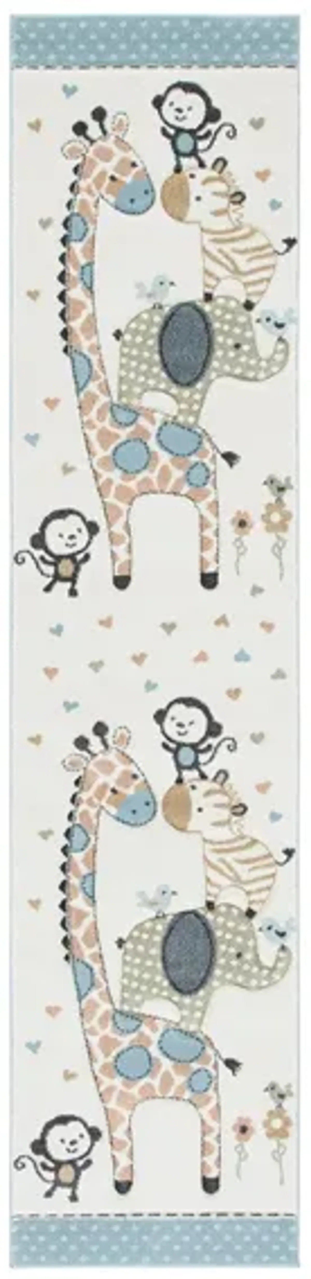 Carousel Zoo Friends Kids Runner Rug in Ivory by Safavieh