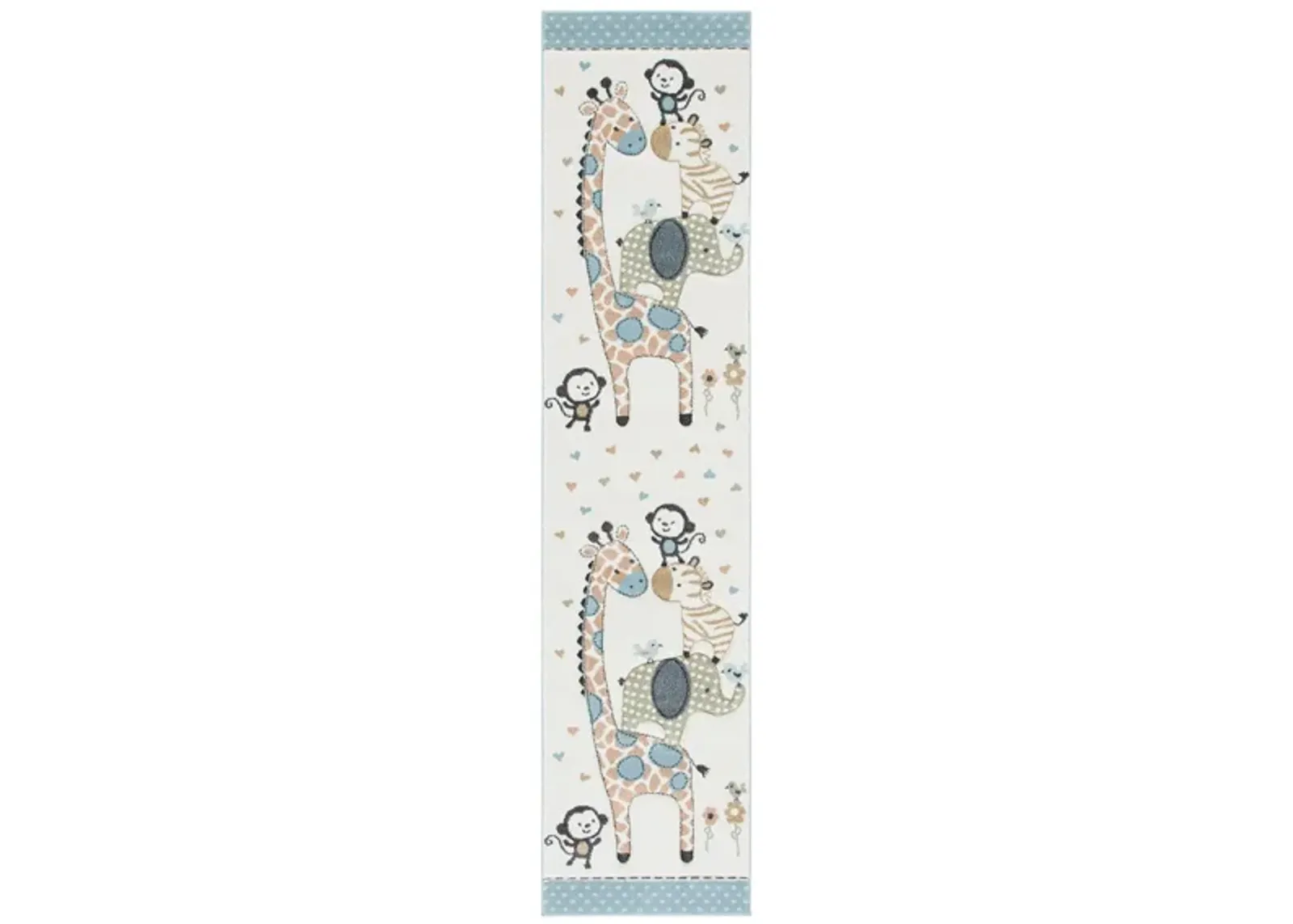 Carousel Zoo Friends Kids Runner Rug in Ivory by Safavieh