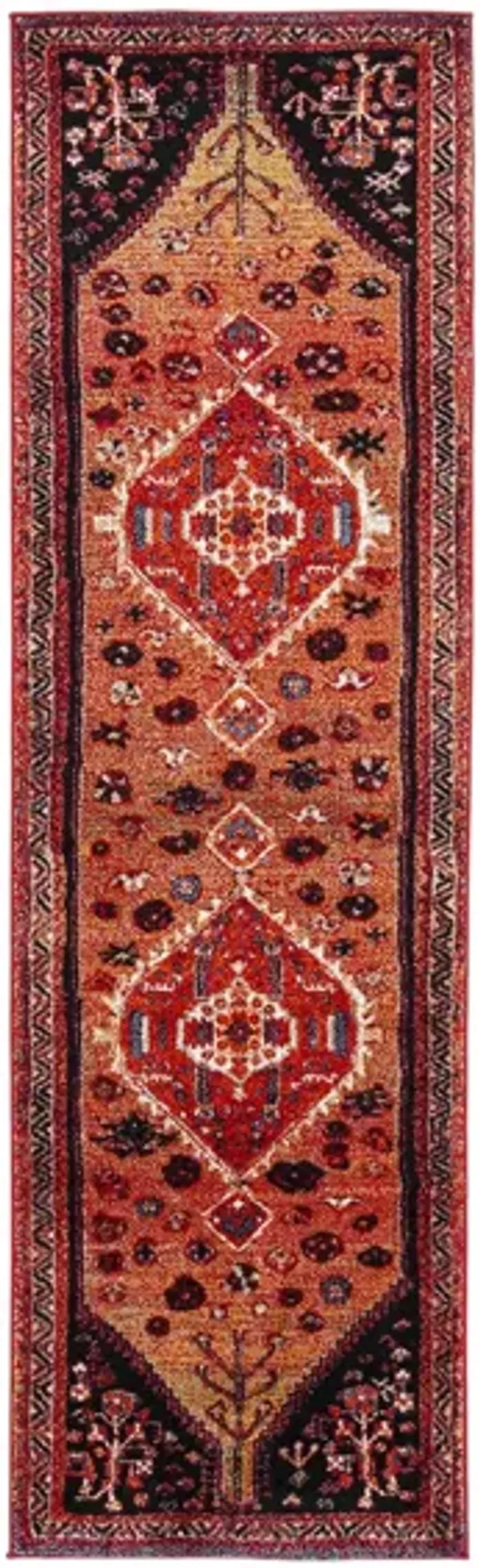 Vintage Hamadan Orange Runner Rug