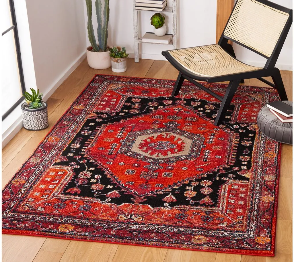 Hamadan Red Area Rug in Red & Black by Safavieh