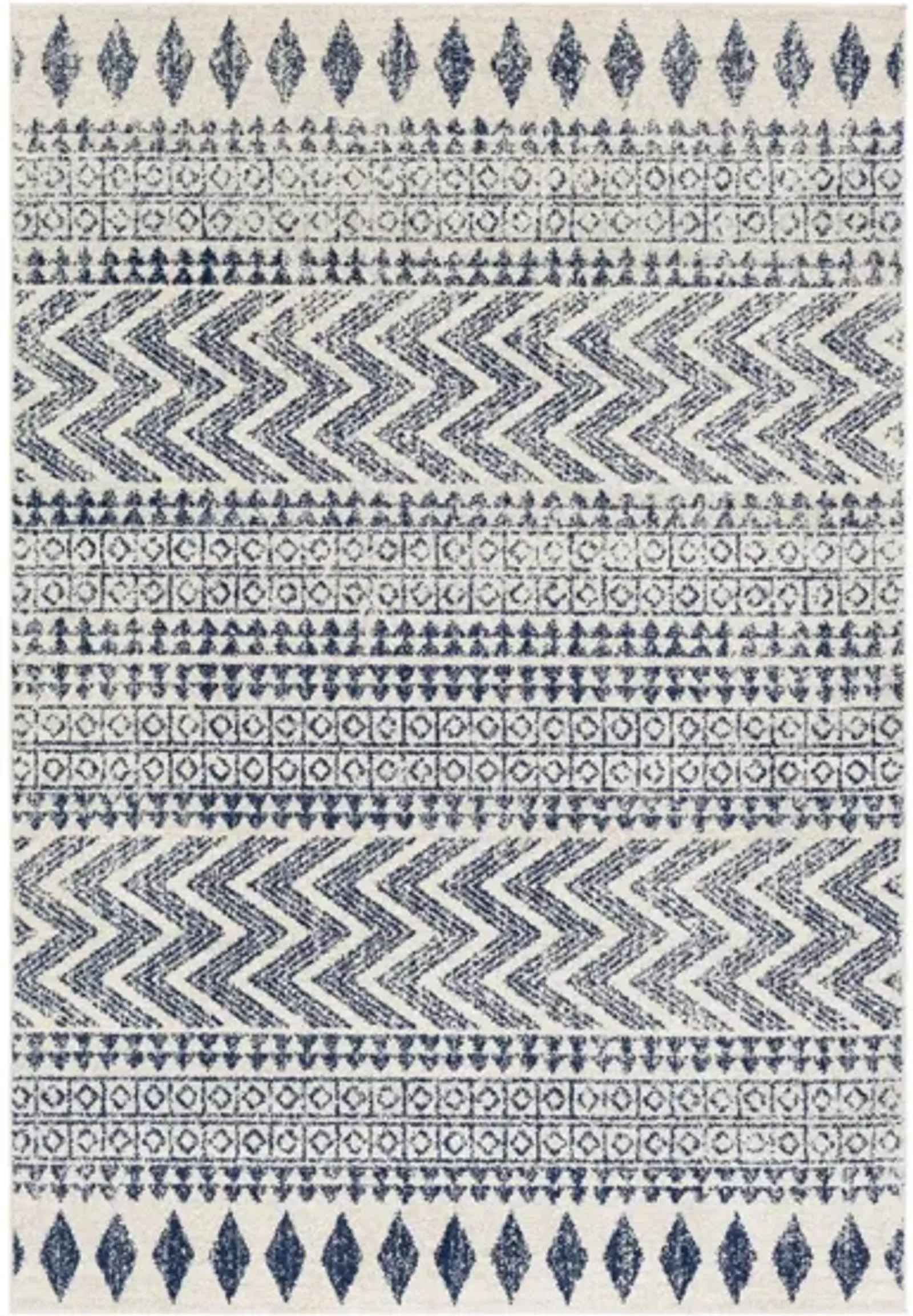 Elaziz Area Rug in Dark Blue, Gray, White by Surya