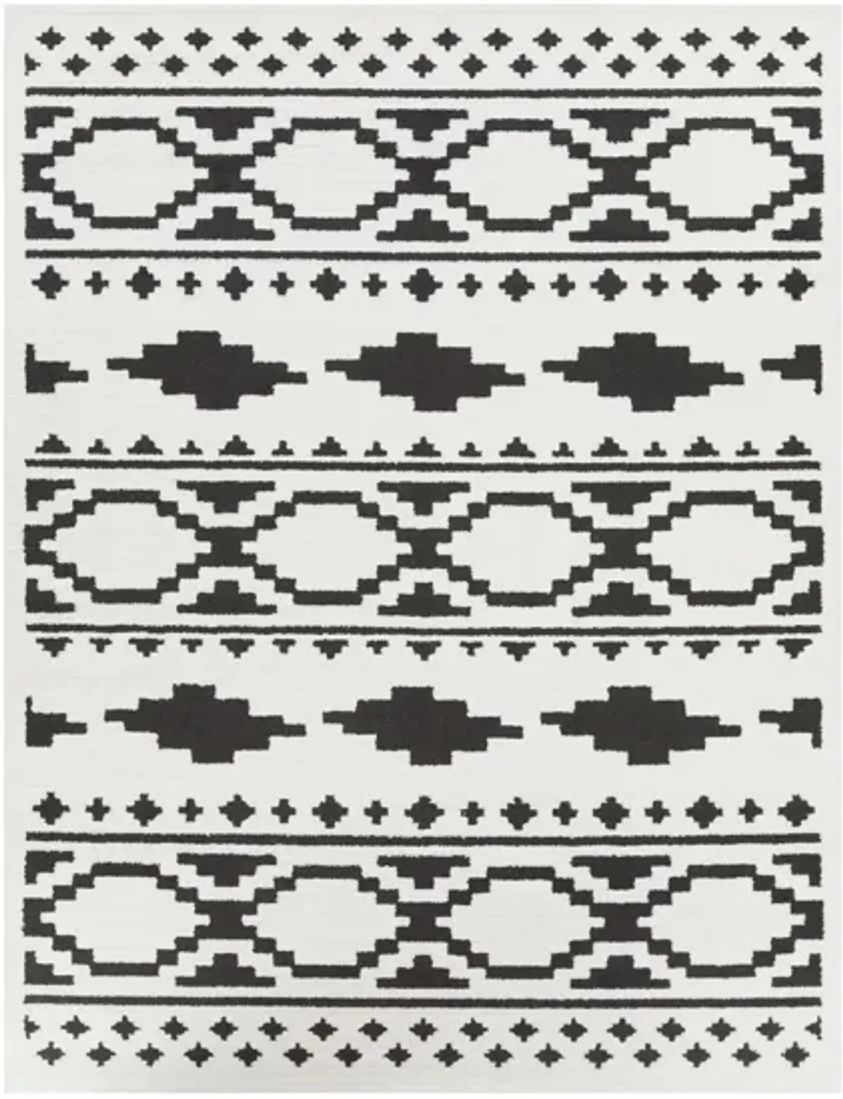 Moroccan Shag Area Rug in Black, Charcoal, White by Surya