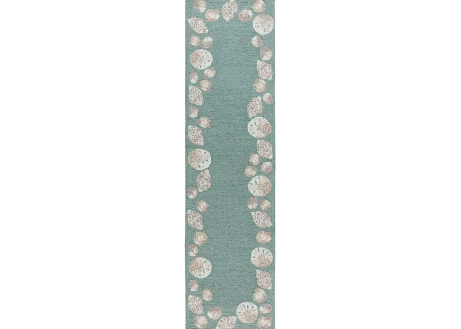 Seashell Border Indoor/Outdoor Area Rug in Aqua by Trans-Ocean Import Co Inc