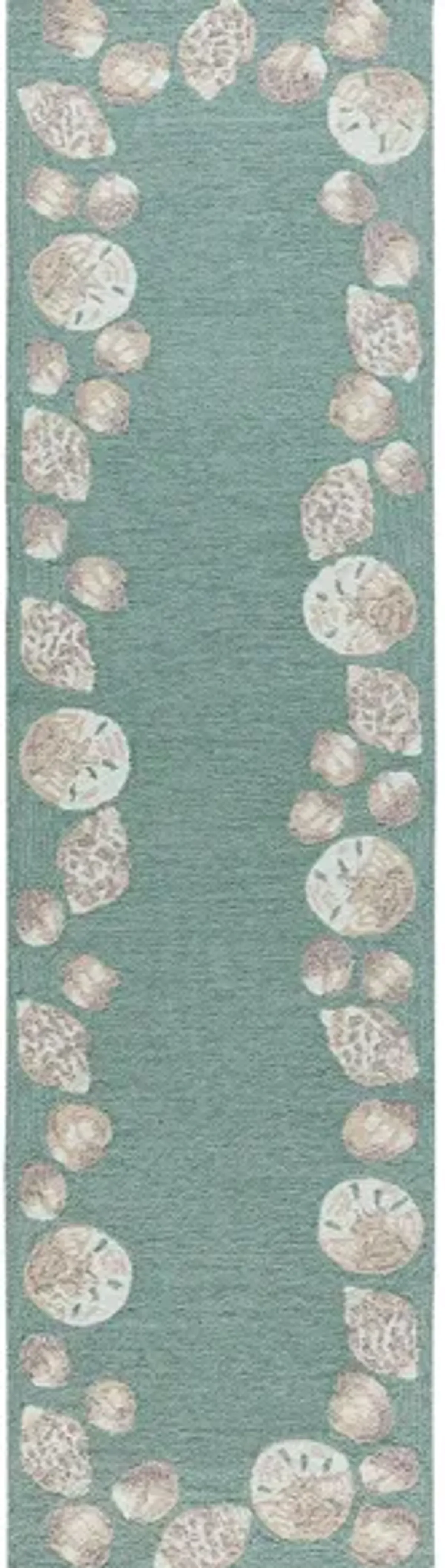 Seashell Border Indoor/Outdoor Area Rug in Aqua by Trans-Ocean Import Co Inc