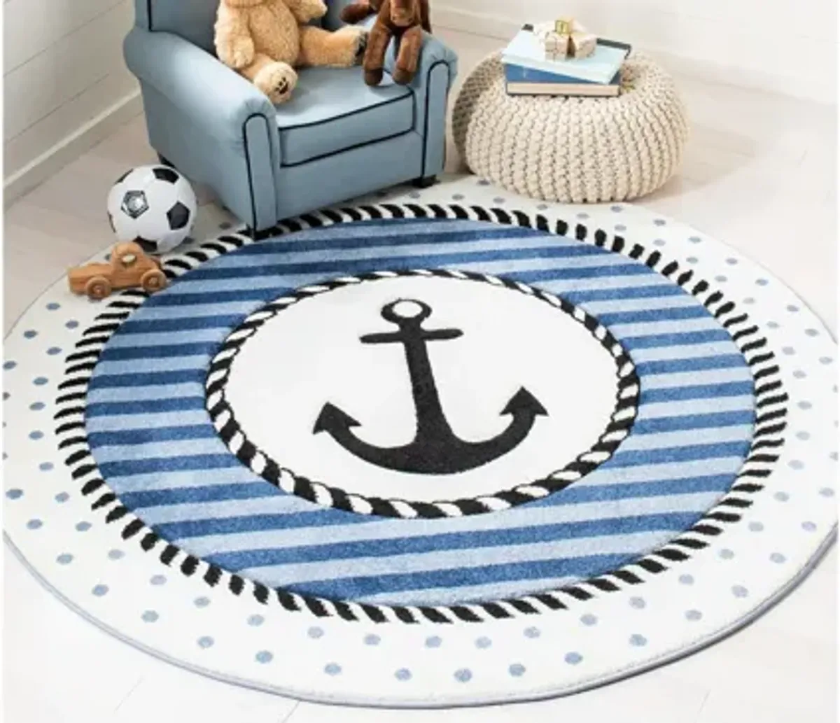 Carousel Anchor Kids Area Rug Round