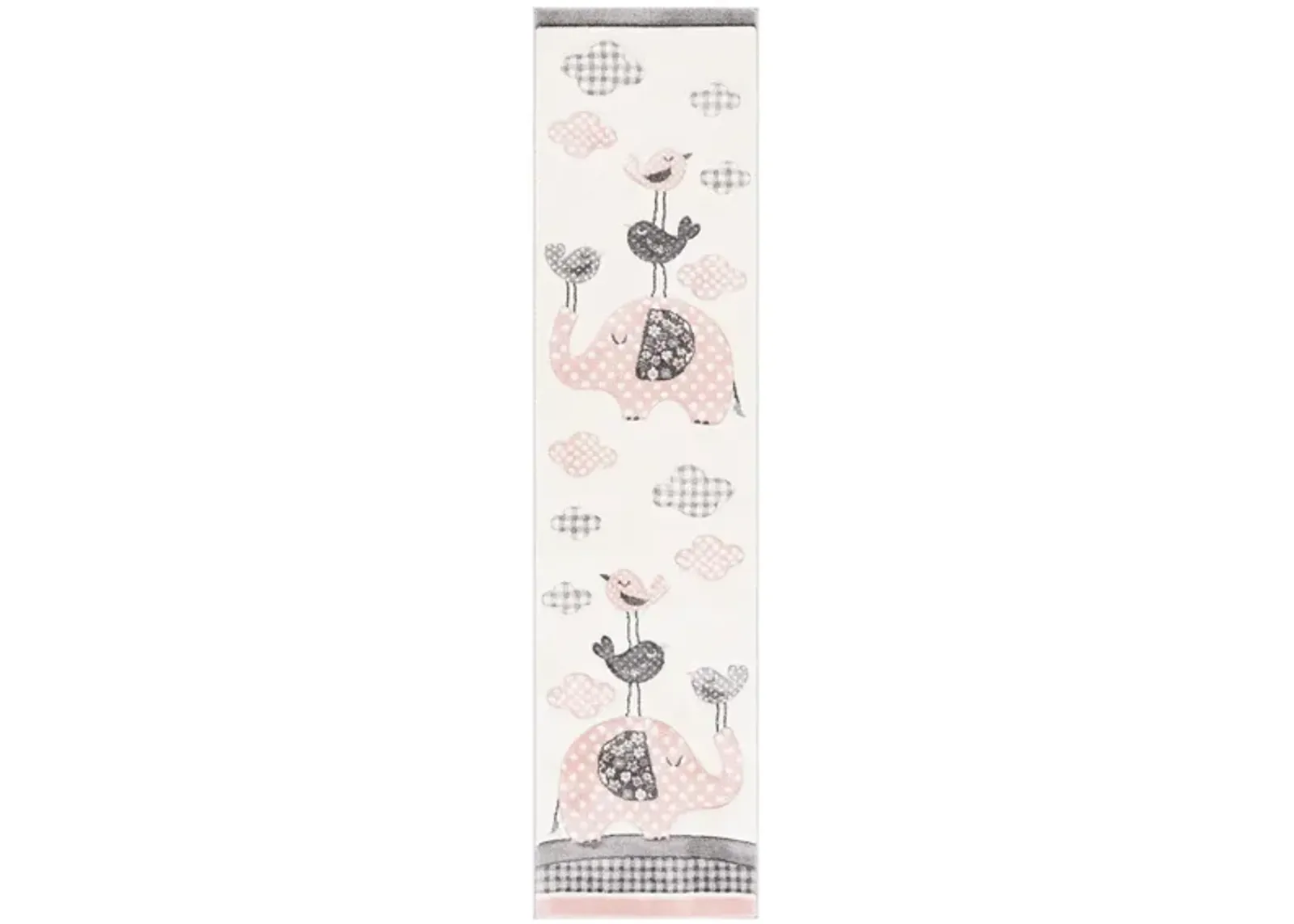 Carousel Elephant Kids Runner Rug in Pink & Ivory by Safavieh