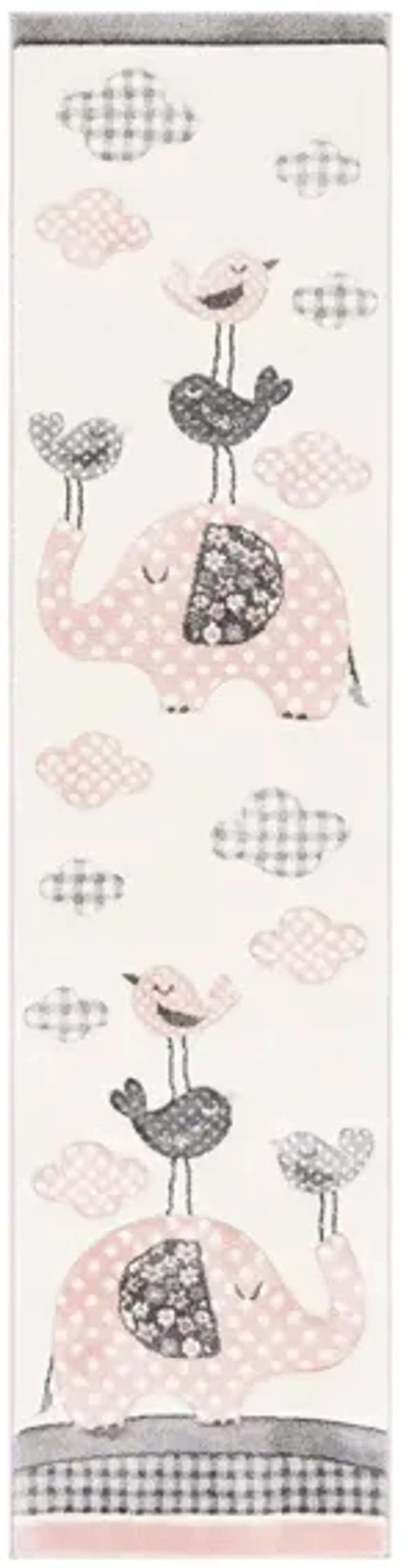 Carousel Elephant Kids Runner Rug in Pink & Ivory by Safavieh