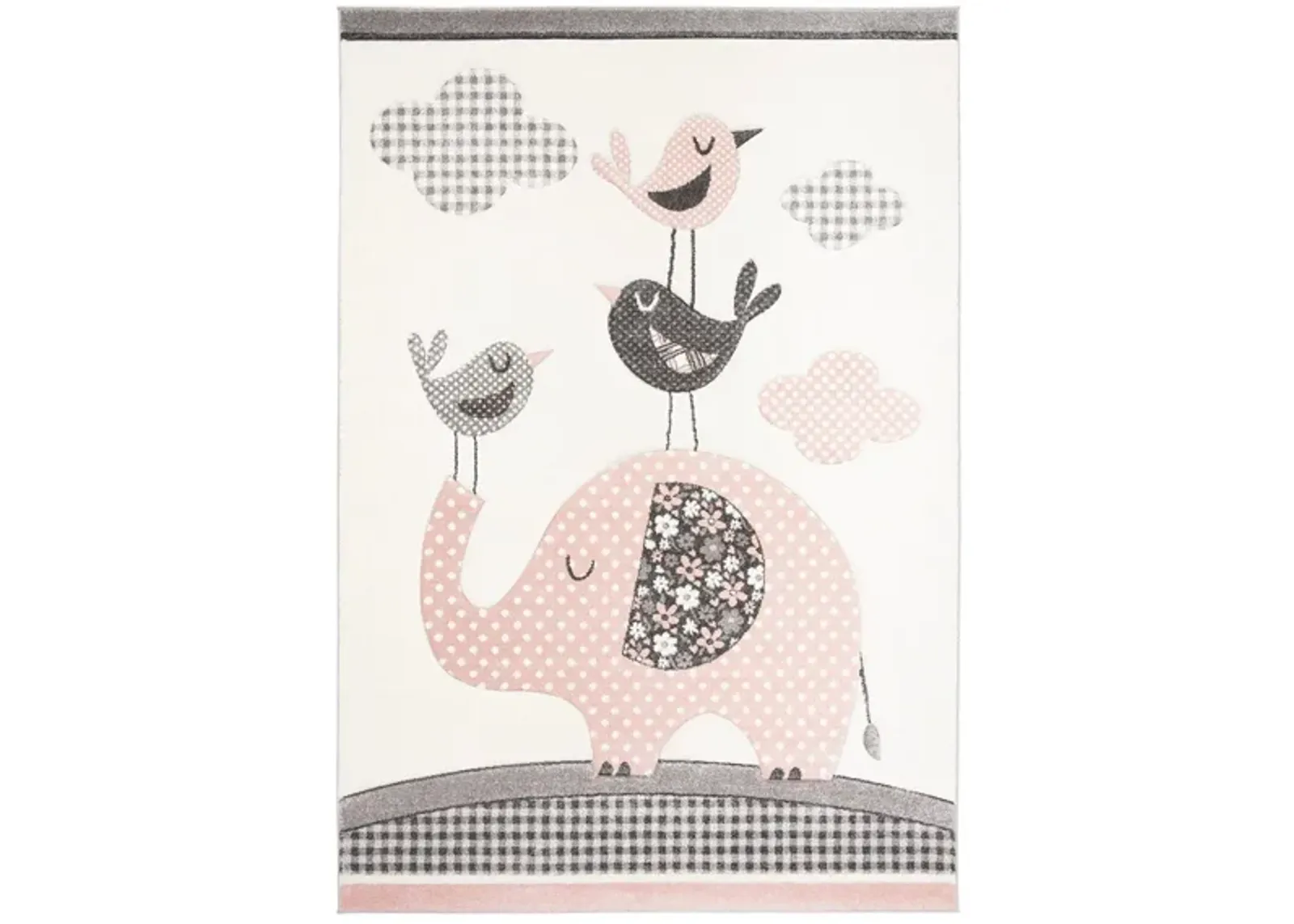 Carousel Elephant Kids Area Rug in Pink & Ivory by Safavieh