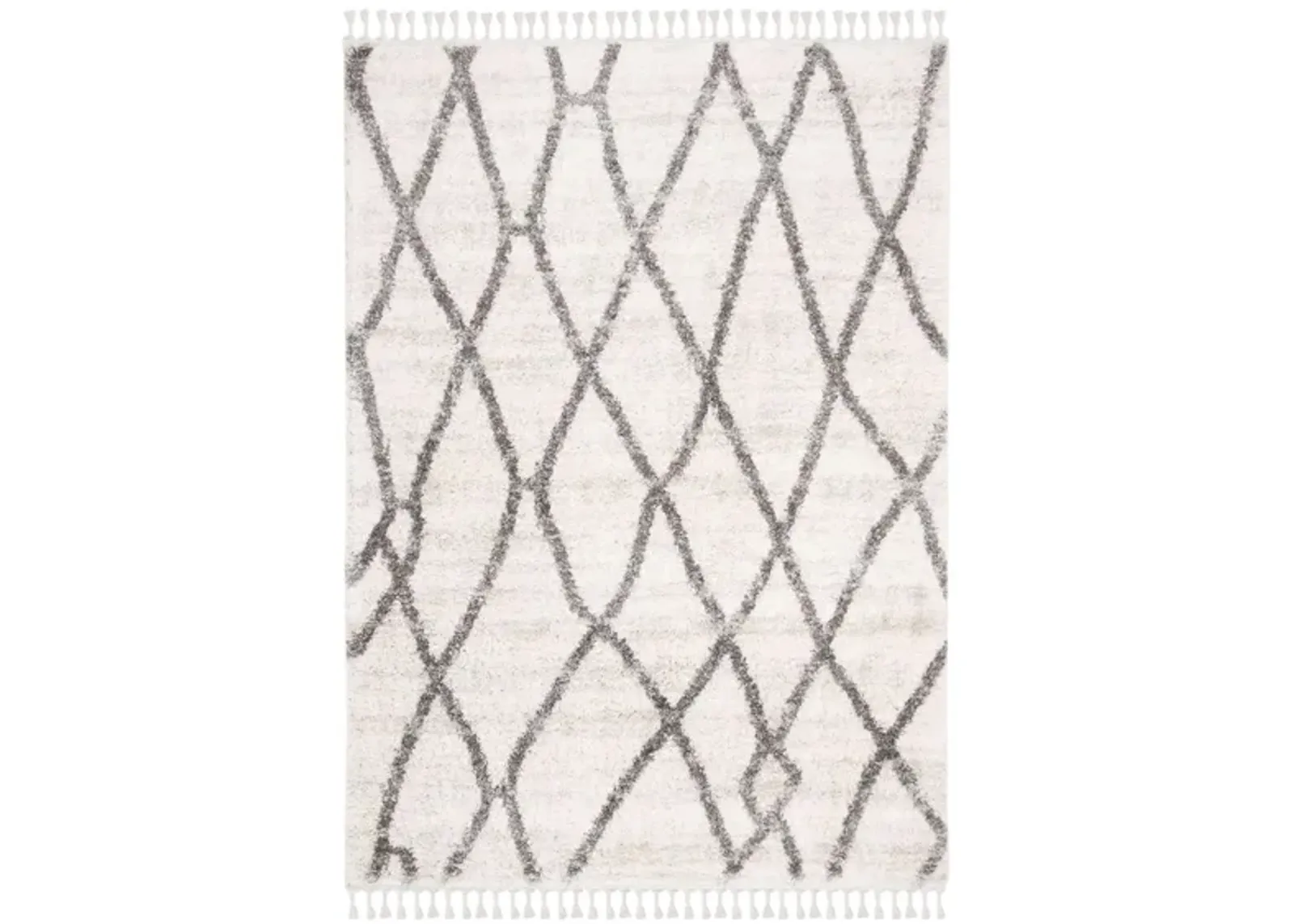 Berber Fringe Shag Area Rug in Creme/Black by Safavieh