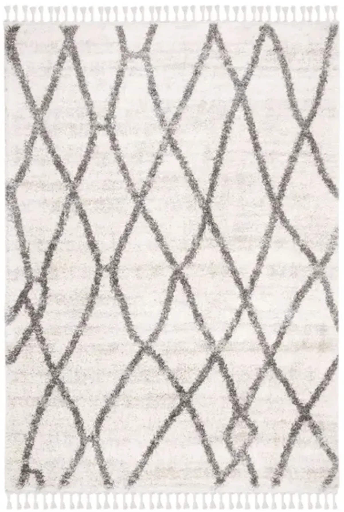 Berber Fringe Shag Area Rug in Creme/Black by Safavieh